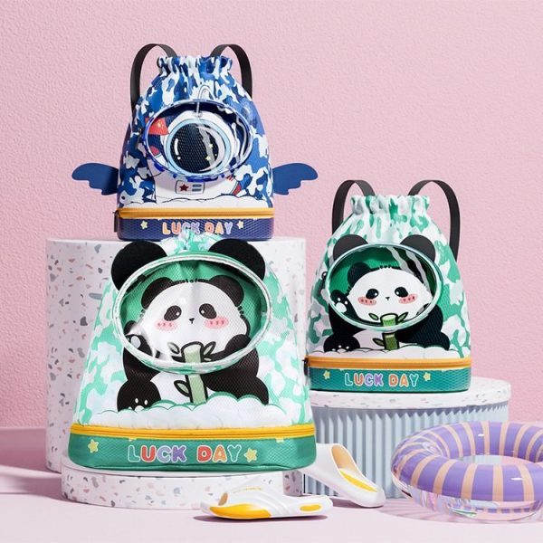 Childrens Cartoon Swimming Bag Wet and Dry Separate Waterproof Storage Bag Portable Beach Backpack, Style: Large Astronaut - Image 2