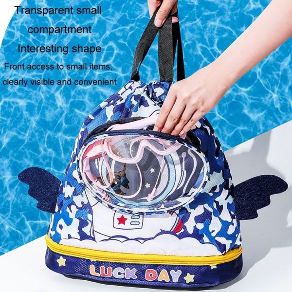 Childrens Cartoon Swimming Bag Wet and Dry Separate Waterproof Storage Bag Portable Beach Backpack, Style: Large Astronaut - Image 7