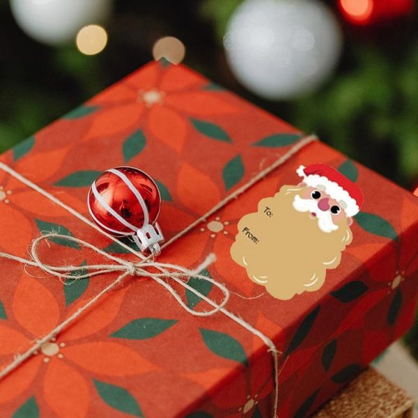 200pcs / Roll Christmas Decoration Stickers Holiday Gift Tag Tape (75x55mm) - Image 3