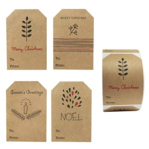 200pcs / Roll Christmas Decoration Stickers Holiday Gift Tag Tape (75x50mm)
