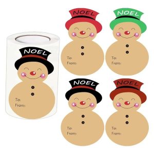 100pcs / Roll Christmas Decoration Stickers Holiday Gift Tag Tape (75x50mm)