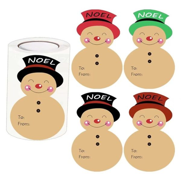 100pcs / Roll Christmas Decoration Stickers Holiday Gift Tag Tape (75x50mm)