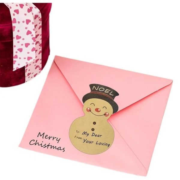 100pcs / Roll Christmas Decoration Stickers Holiday Gift Tag Tape (75x50mm) - Image 3