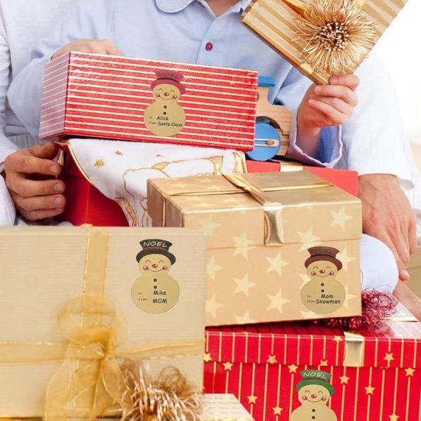 100pcs / Roll Christmas Decoration Stickers Holiday Gift Tag Tape (75x50mm) - Image 4
