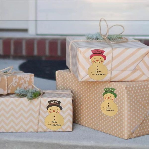 100pcs / Roll Christmas Decoration Stickers Holiday Gift Tag Tape (75x50mm) - Image 5