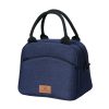 FRISCHE Portable Handheld Insulated Lunch Pack Outdoor Picnic Large Capacity Bento Bag (Navy Blue)