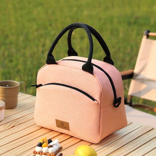 FRISCHE Portable Handheld Insulated Lunch Pack Outdoor Picnic Large Capacity Bento Bag (Navy Blue) - Image 2