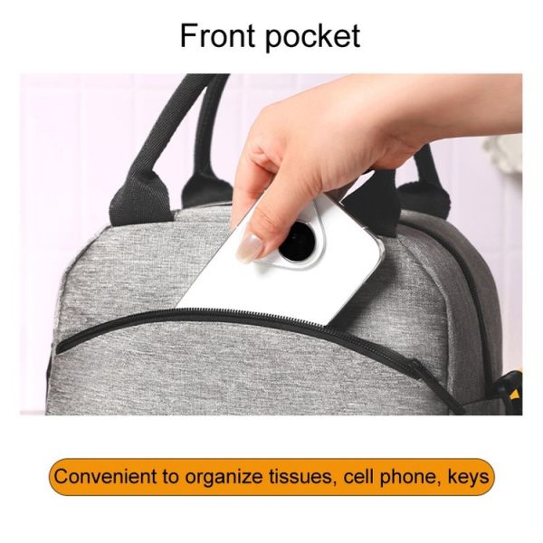 FRISCHE Portable Handheld Insulated Lunch Pack Outdoor Picnic Large Capacity Bento Bag (Navy Blue) - Image 4