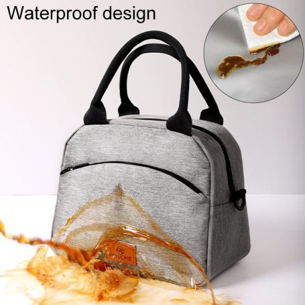 FRISCHE Portable Handheld Insulated Lunch Pack Outdoor Picnic Large Capacity Bento Bag (Navy Blue) - Image 7