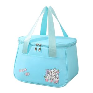 Portable Handheld Insulated Lunch Pack Outdoor Picnic Thicked Bento Bag (Blue)