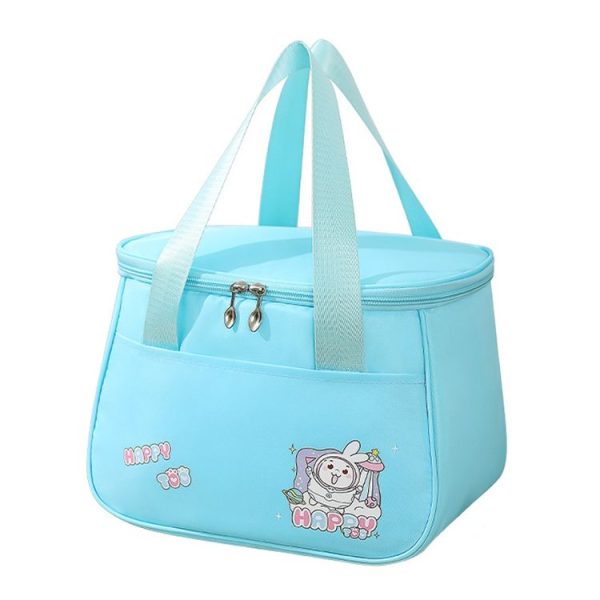 Portable Handheld Insulated Lunch Pack Outdoor Picnic Thicked Bento Bag (Blue)