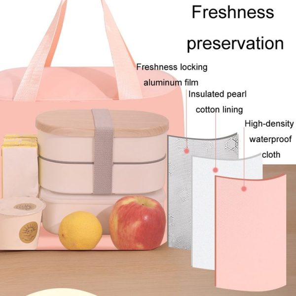 Portable Handheld Insulated Lunch Pack Outdoor Picnic Thicked Bento Bag (Blue) - Image 5