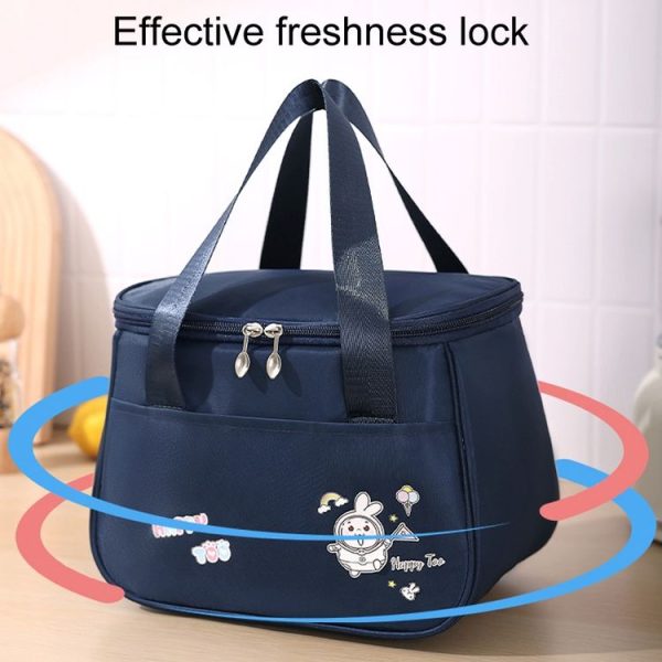 Portable Handheld Insulated Lunch Pack Outdoor Picnic Thicked Bento Bag (Blue) - Image 8