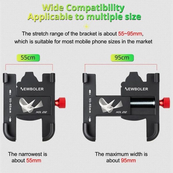 PROMEND SJJ-297E Rearview Mirror Model Phone Holder Universal Aluminum Alloy Electric Bike Mount - Image 5