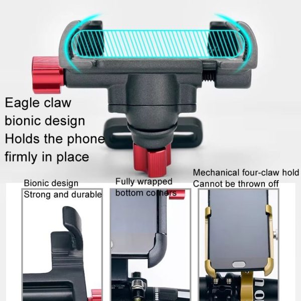 PROMEND Aluminum Alloy Cell Phone Holder Adjustable Angle Rotating Motorcycle Navigation Support, Style: SJJ-299B Handlebar Stand Black - Image 7