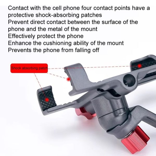 PROMEND Aluminum Alloy Cell Phone Holder Adjustable Angle Rotating Motorcycle Navigation Support, Style: SJJ-299B Handlebar Stand Black - Image 9