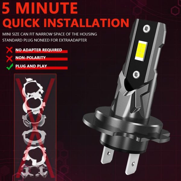 Car Universal Direct Plug LED Headlight Retrofit Bulb, Specifications: H7 - Image 6