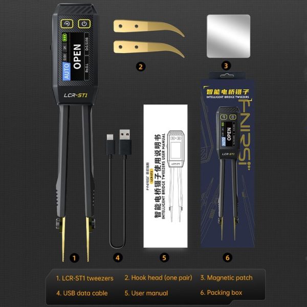 FNIRSI Digital Tweezers Resistor Capacitor Component Test Multimeter (LCR-ST1) - Image 14