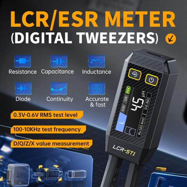 FNIRSI Digital Tweezers Resistor Capacitor Component Test Multimeter (LCR-ST1) - Image 4