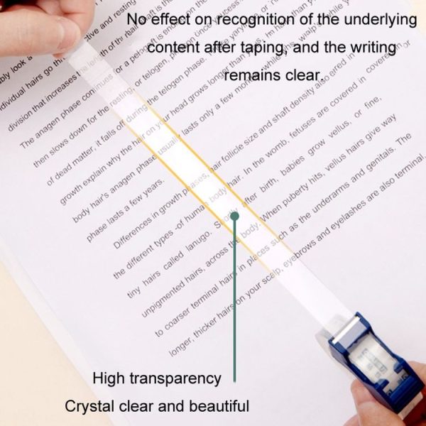 Deli Transparent Tape Student Stationery Office Correction Questions Sticky Typo Tape With Cutter - Image 4