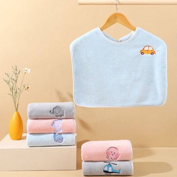 Children Wash Towel Brushing Baby Bib Not Wetsuit Multifunctional Facial Washing Towel, Color: Gray Plane - Image 4