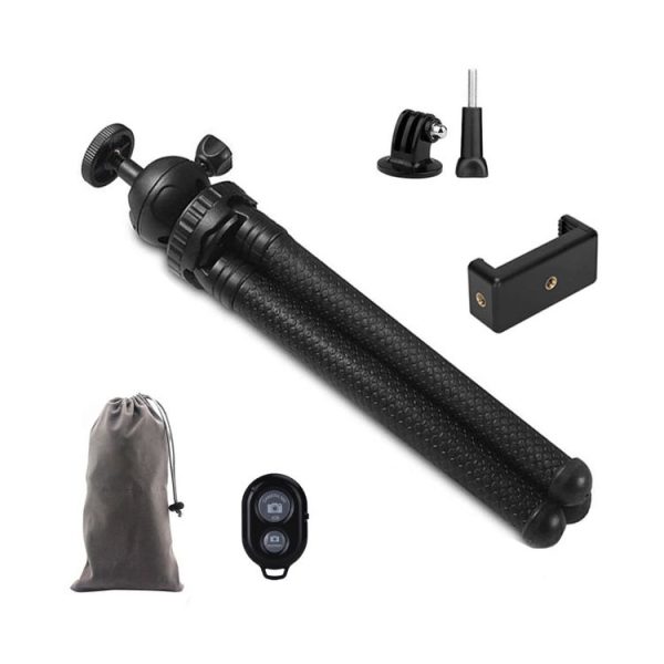 Octopus Fish Silicone Camera Tripod Desktop Folding Stand With Bluetooth Controller+Adapter+Phone Clip+Storage Bag+Screws