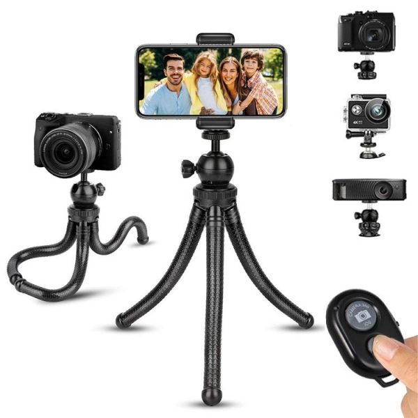 Octopus Fish Silicone Camera Tripod Desktop Folding Stand With Bluetooth Controller+Adapter+Phone Clip+Storage Bag+Screws - Image 2