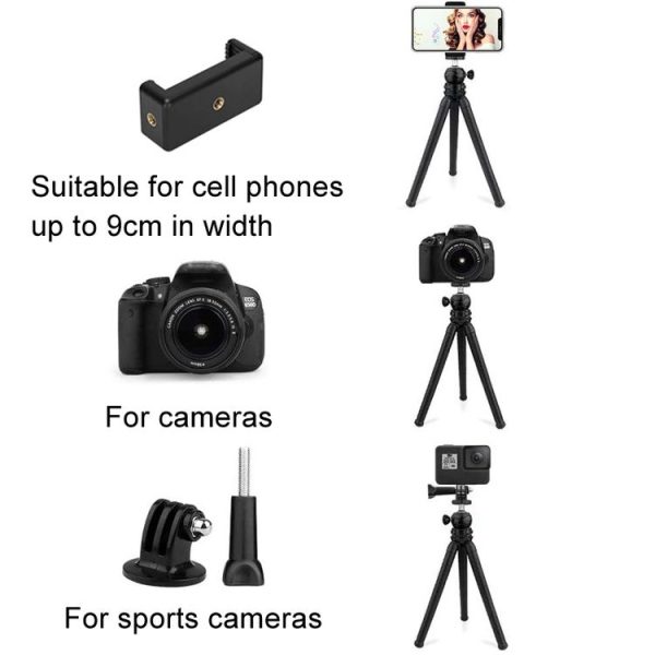 Octopus Fish Silicone Camera Tripod Desktop Folding Stand With Bluetooth Controller+Adapter+Phone Clip+Storage Bag+Screws - Image 3