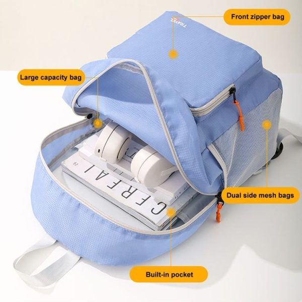 Lightweight Sports Mountaineering Bag Portable Folding Double Shoulder Backpack (Blue) - Image 6