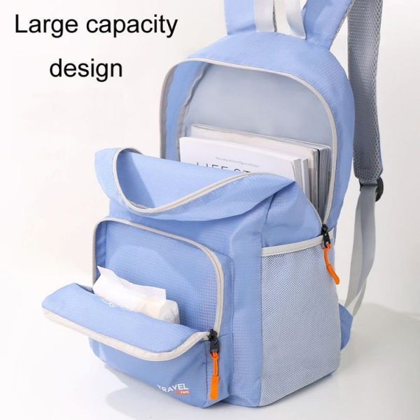 Lightweight Sports Mountaineering Bag Portable Folding Double Shoulder Backpack (Blue) - Image 7