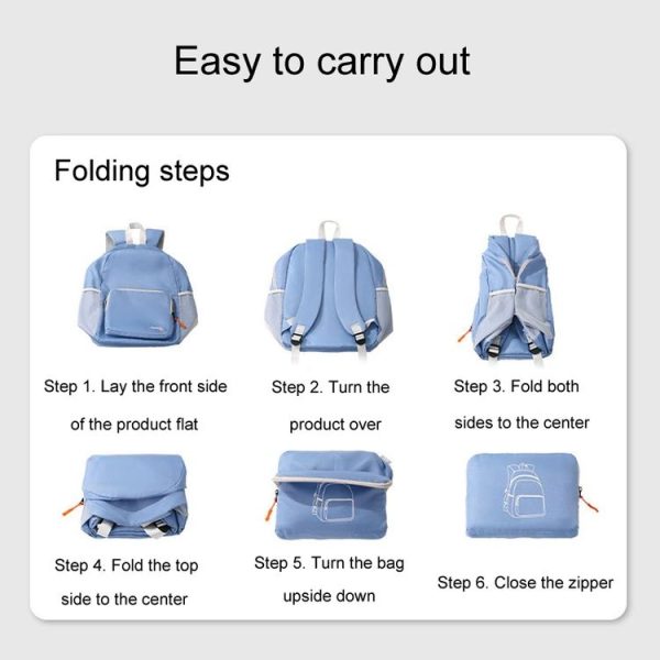 Lightweight Sports Mountaineering Bag Portable Folding Double Shoulder Backpack (Blue) - Image 9