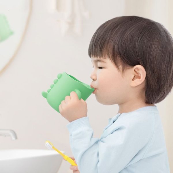 Water Mug Brushing Cup Baby Home Cute Cartoon Drop-Proof Eco-Friendly Dinosaur Cup (Green) - Image 11