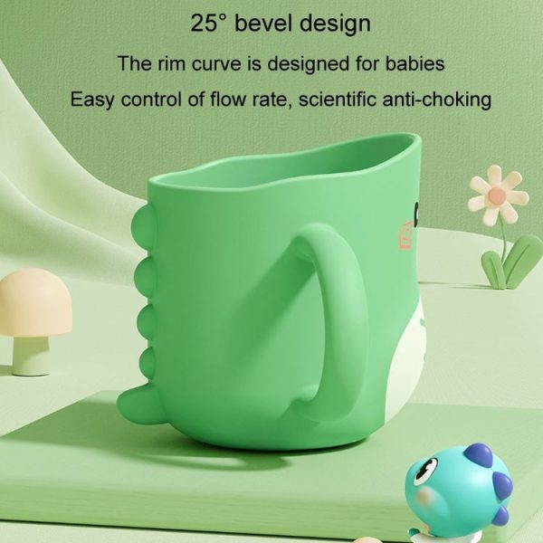 Water Mug Brushing Cup Baby Home Cute Cartoon Drop-Proof Eco-Friendly Dinosaur Cup (Green) - Image 8