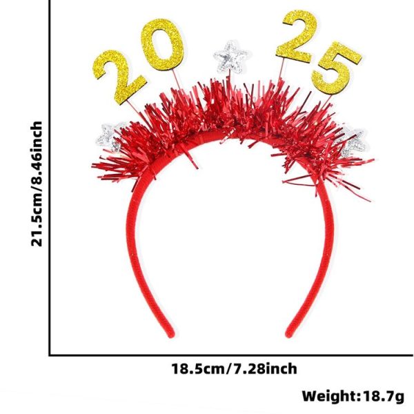 2025 Digital Christmas Party Decoration Headband Mall Bar New Year Eve Event Headdress (Gold) - Image 2