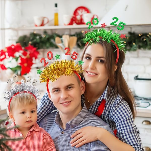 2025 Digital Christmas Party Decoration Headband Mall Bar New Year Eve Event Headdress (Gold) - Image 6