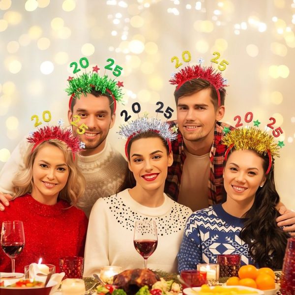 2025 Digital Christmas Party Decoration Headband Mall Bar New Year Eve Event Headdress (Gold) - Image 7