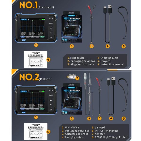 FNIRSI 2 In 1 Mini Portable Digital Oscilloscope Signal Generator, Set: Standard - Image 10