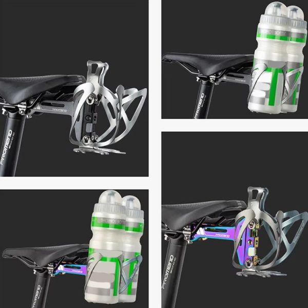 PROMEND FJJ-285 Water Bottle Cage Conversion Mount Aluminum Bicycle Cushion Dual Cup Holder Mounting Adapter, Color: Frosted Black - Image 7