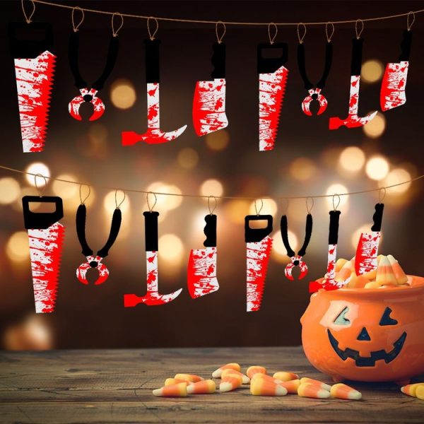 8pcs Halloween Imitation Blood Knife Pendant Decorative Flag Haunted House Door Curtain - Image 5