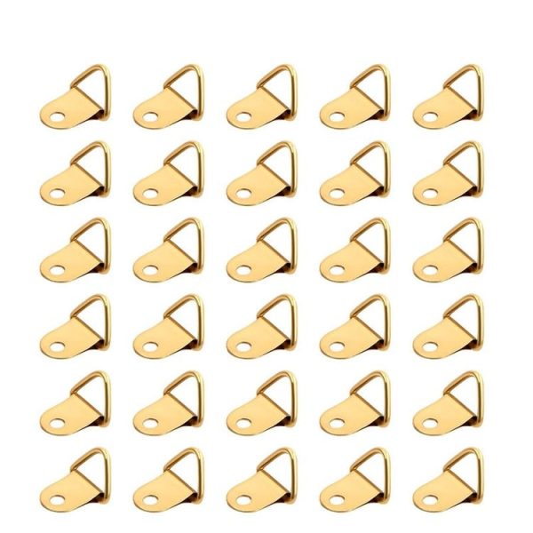 50pcs / Pack Photo Frame Hooks Hangers Triangle Single Hole Picture Hooks with Screws (Gold) - Image 2