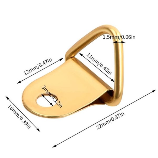 50pcs / Pack Photo Frame Hooks Hangers Triangle Single Hole Picture Hooks with Screws (Gold) - Image 3