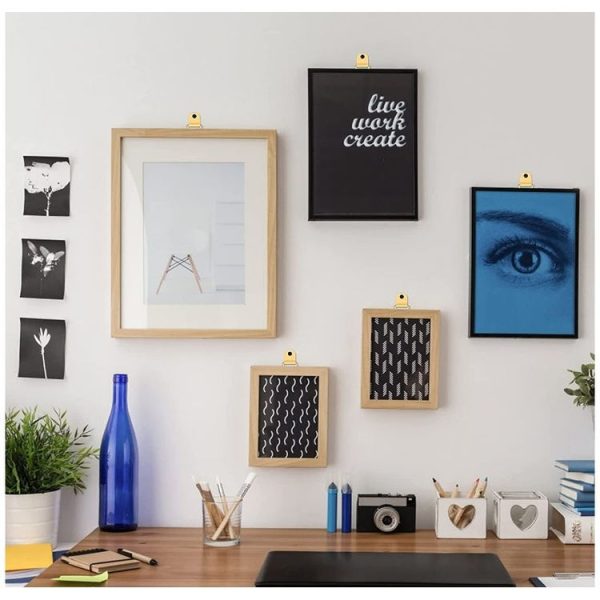 50pcs / Pack Photo Frame Hooks Hangers Triangle Single Hole Picture Hooks with Screws (Gold) - Image 6