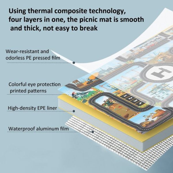 130 x 100cm Engineering Parking Scene Play Mat Outdoor Picnic Beach Mat - Image 5