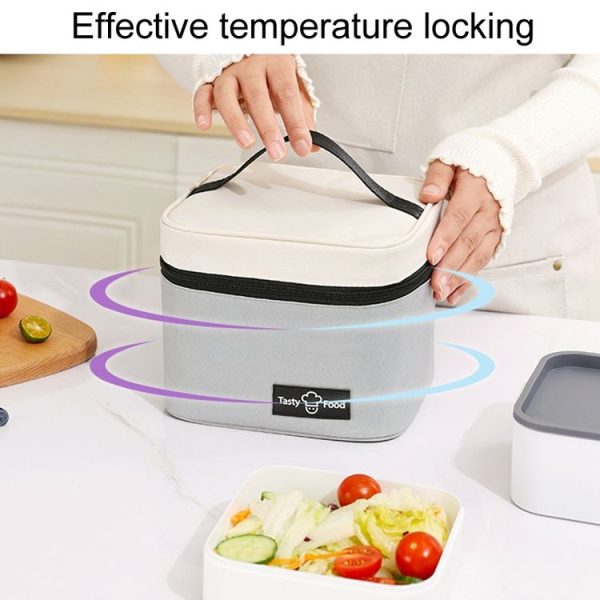 Portable Handheld Insulated Lunch Pack Outdoor Picnic Bento Bag (Black) - Image 4