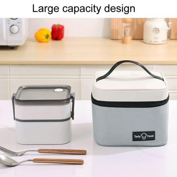Portable Handheld Insulated Lunch Pack Outdoor Picnic Bento Bag (Black) - Image 5