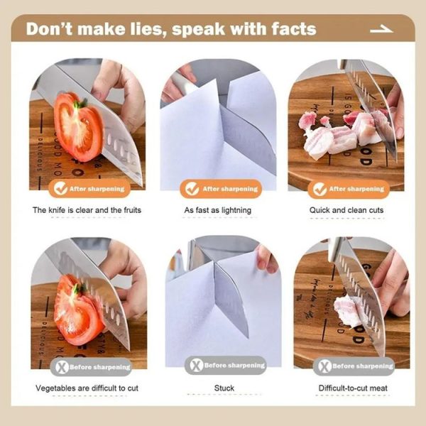 4 In 1 Knife Sharpener 4-Stage Kitchen Quick Sharpening Stone Manual Sharpening Tool (Dark Blue) - Image 11