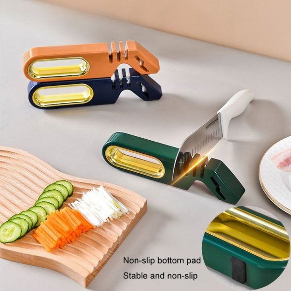 4 In 1 Knife Sharpener 4-Stage Kitchen Quick Sharpening Stone Manual Sharpening Tool (Dark Blue) - Image 7