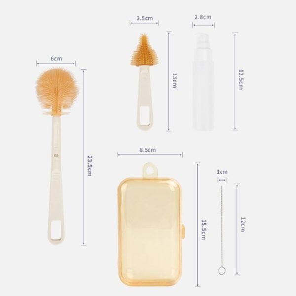 Silicone Portable Baby Bottle Brush Set Travel Cleaning Brush (Purple) - Image 2
