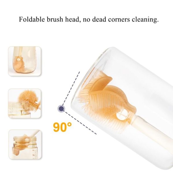 Silicone Portable Baby Bottle Brush Set Travel Cleaning Brush (Purple) - Image 4