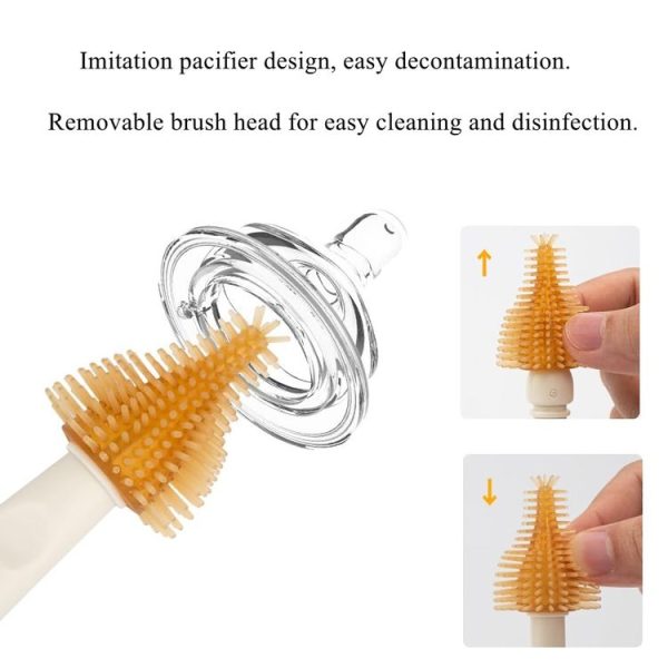 Silicone Portable Baby Bottle Brush Set Travel Cleaning Brush (Purple) - Image 5